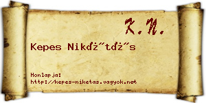 Kepes Nikétás névjegykártya